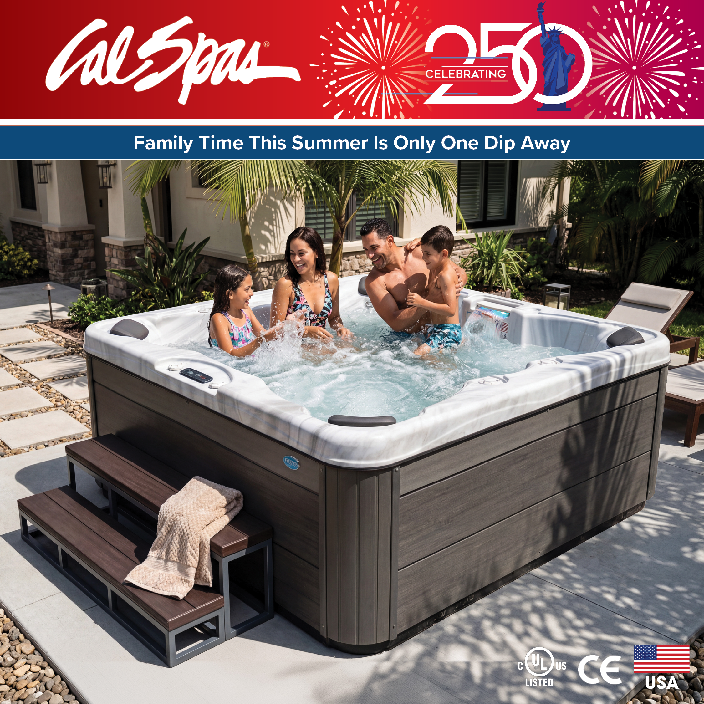 Calspas hot tub being used in a family setting - Hammond